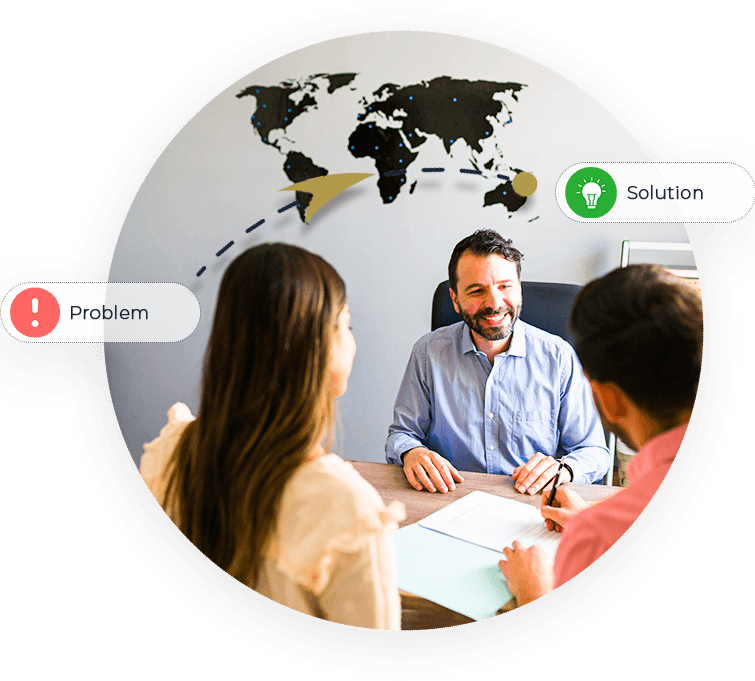 Illustration showing simplified path to studying abroad